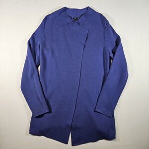 Eileen Fisher Open Front Cardigan Womens M Silk Cotton Blend Purple  Minimalist
